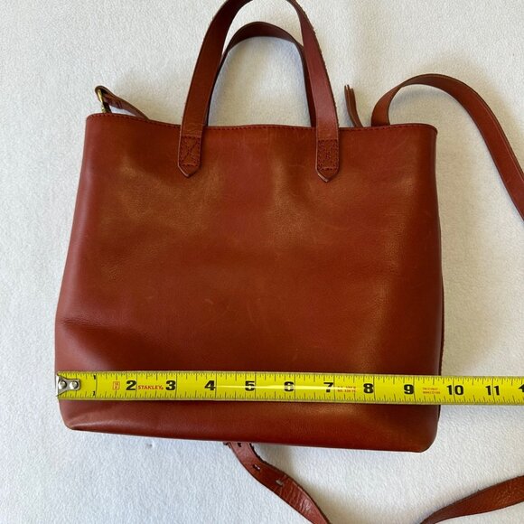 Madewell Leather Transport Tote Crossbody Zip Top Small Cognac English Saddle - Picture 14 of 15